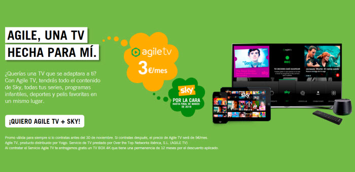 Yoigo - Contratando Agile TV con la Tarifa de Fibra + La